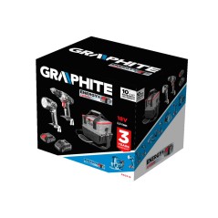 GRAPHITE 58G016 Zestaw elektronarzędzi akumulatorowych: wiertarko-wkrętarka, latarka, torba, akumulator Energy+ 18V, Li-Ion 2.0A 