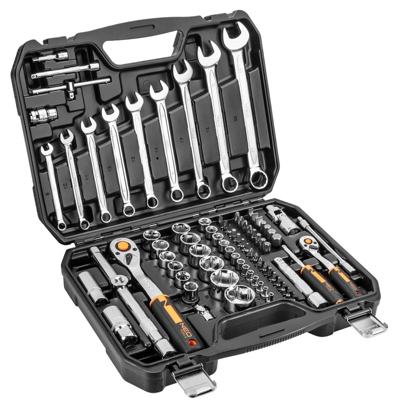 NEO TOOLS 10-058 Klucze nasadowe 1/2", 1/4" , zestaw 82 szt. ECO
