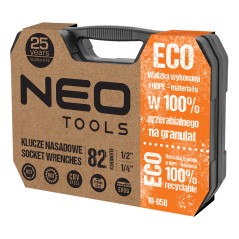 NEO TOOLS 10-058 Klucze nasadowe 1/2", 1/4" , zestaw 82 szt. ECO 