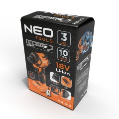 NEO TOOLS 04-612 Zakrętarka udarowa bezszczotkowa 18V, 300Nm, hex ¼”, compact, Energy+, bez akumulatora 