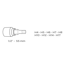 NEO TOOLS 08-705 Końcówki sześciokątne na nasadce 55 mm, zestaw 9 szt. 