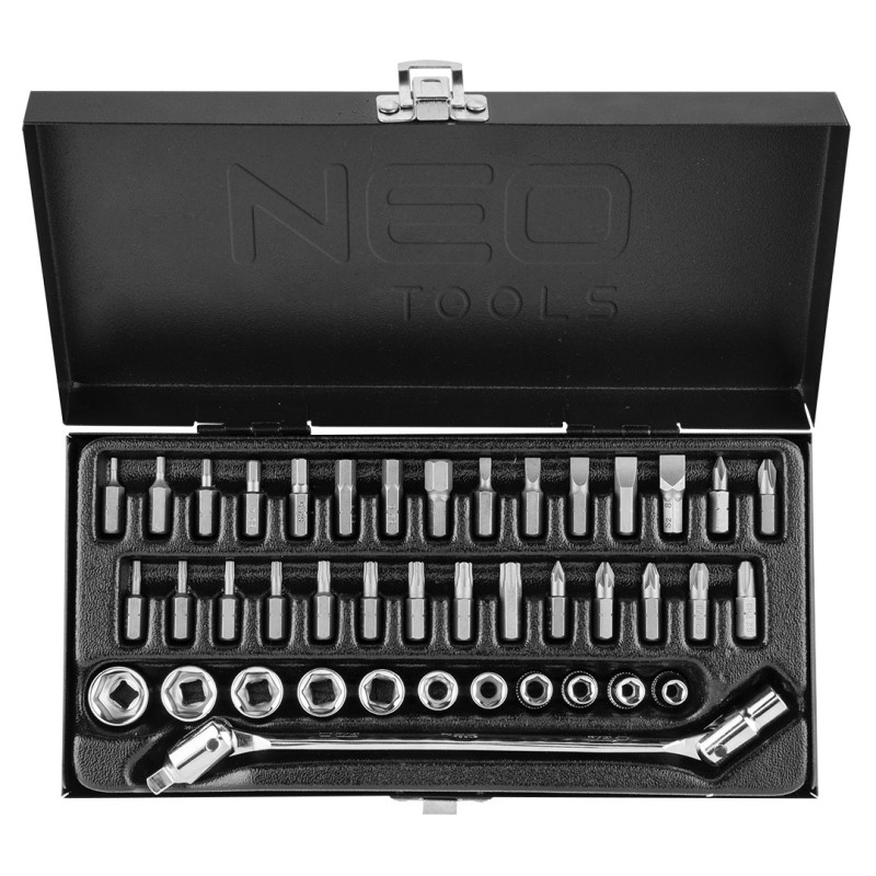 NEO TOOLS 08-603 Klucze nasadowe 1/4", zestaw 41szt