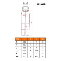 NEO TOOLS 81-240-LD Spodnie robocze na szelkach HD, rozmiar LD/54 