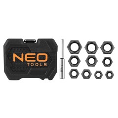 NEO TOOLS 11-922 Nasadki, do uszkodzonych nakrętek, krótkie - zestaw 11 szt. 