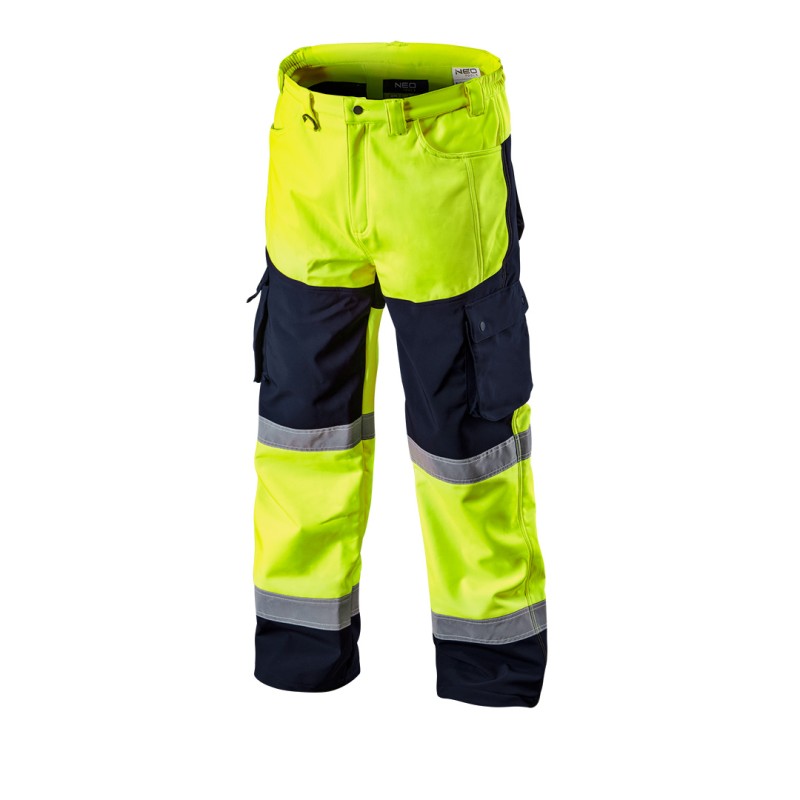 NEO TOOLS 81-750-XL Spodnie robocze ostrzegawcze softshell, żółte, rozmiar XL