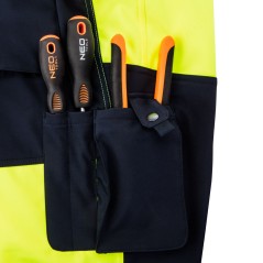 NEO TOOLS 81-750-XL Spodnie robocze ostrzegawcze softshell, żółte, rozmiar XL 