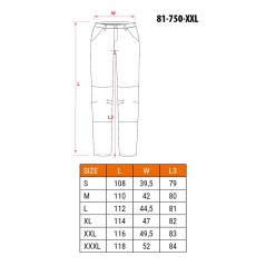 NEO TOOLS 81-750-XXL Spodnie robocze ostrzegawcze softshell, żółte, rozmiar XXL 