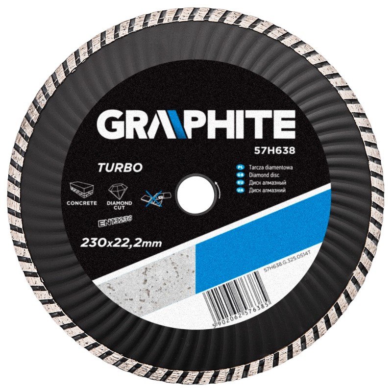 GRAPHITE 57H638 Tarcza diamentowa 230 x 22.2 mm, turbo wave