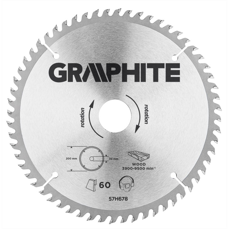 GRAPHITE 57H678 Tarcza do pilarki, widiowa, 200 x 30 mm, 60 zębów