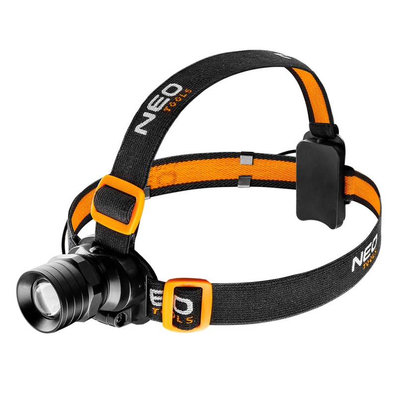 NEO TOOLS 99-201 Latarka czołowa bateryjna 250 lm, zoom, CREE XPE, 3xAAA