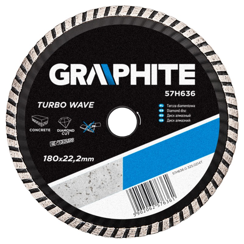 GRAPHITE 57H636 Tarcza diamentowa 180 x 22.2 mm, turbo wave