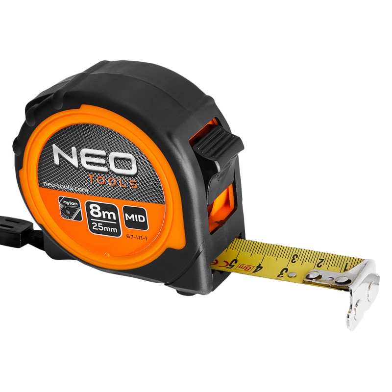 NEO TOOLS 67-111-1 Miara zwijana stalowa 8 m x 25 mm, magnes
