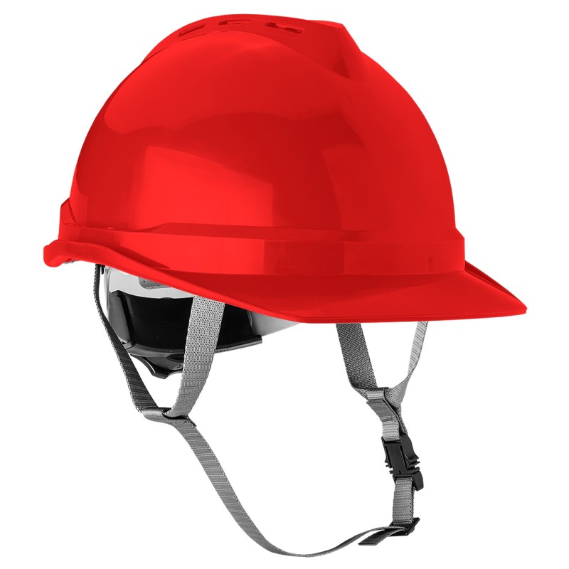NEO TOOLS 97-224 Hełm przemysłowy z paskiem podbródkowym, czerwony