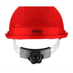 NEO TOOLS 97-224 Hełm przemysłowy z paskiem podbródkowym, czerwony 