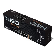 NEO TOOLS 14-653 Gwoździe galwanizowane do zszywacza pneumatycznego (14-570), GA18, Typ 300 (F), długość 25 mm, 4000 