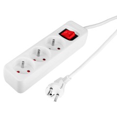 NEO TOOLS 90-176 Przedłużacz listwowy 1.5m, 3x1.5mm2, 3G, biały, ON/OFF 