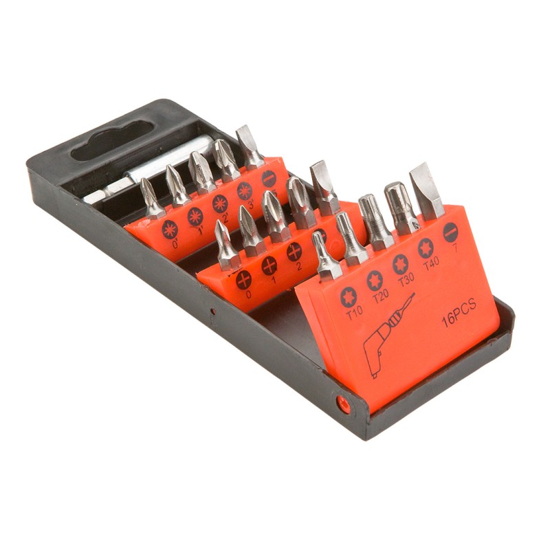 Top Tools 39D383 Końcówki wkrętakowe z uchwytem, zestaw 16 szt.