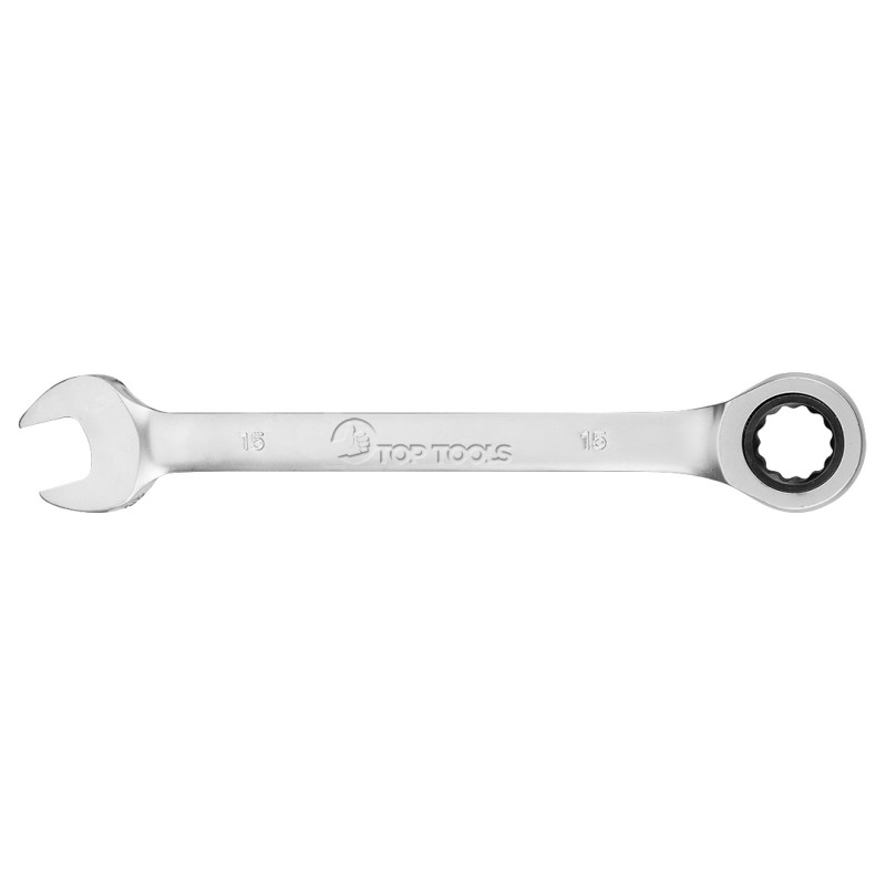 Top Tools 35D737 Klucz płasko-oczkowy z grzechotką, 15 mm