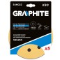 GRAPHITE 54H022 Papier ścierny na rzep 180 mm, K80, 5 szt., z 8 otworami do szlifierki 59G263