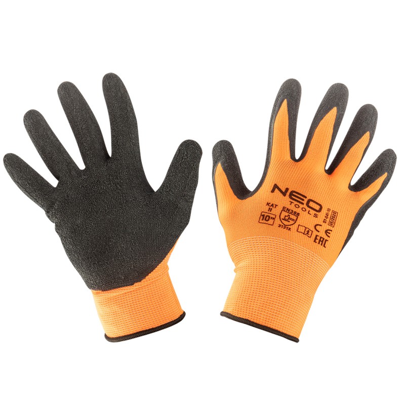 NEO TOOLS 97-641-10 Rękawice robocze, poliester pokryty lateksem (crincle),3131X, rozmiar 10