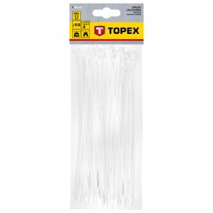 TOPEX 44E971 Opaski zaciskowe 2.5 x 200 mm, 100 szt., białe 