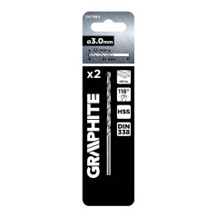 GRAPHITE 54T984 Wiertła do metalu HSS, DIN 338, 3 mm, 2 szt. 