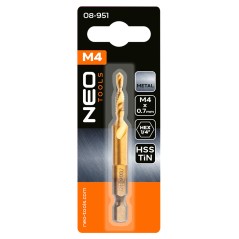 NEO TOOLS 08-951 Wiertło gwintujące HSS TiN, M4x0,7 mm, Hex 