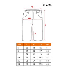 NEO TOOLS 81-270-L Krótkie spodenki HD, pasek parciany, odpinane kieszenie, rozmiar L/52 