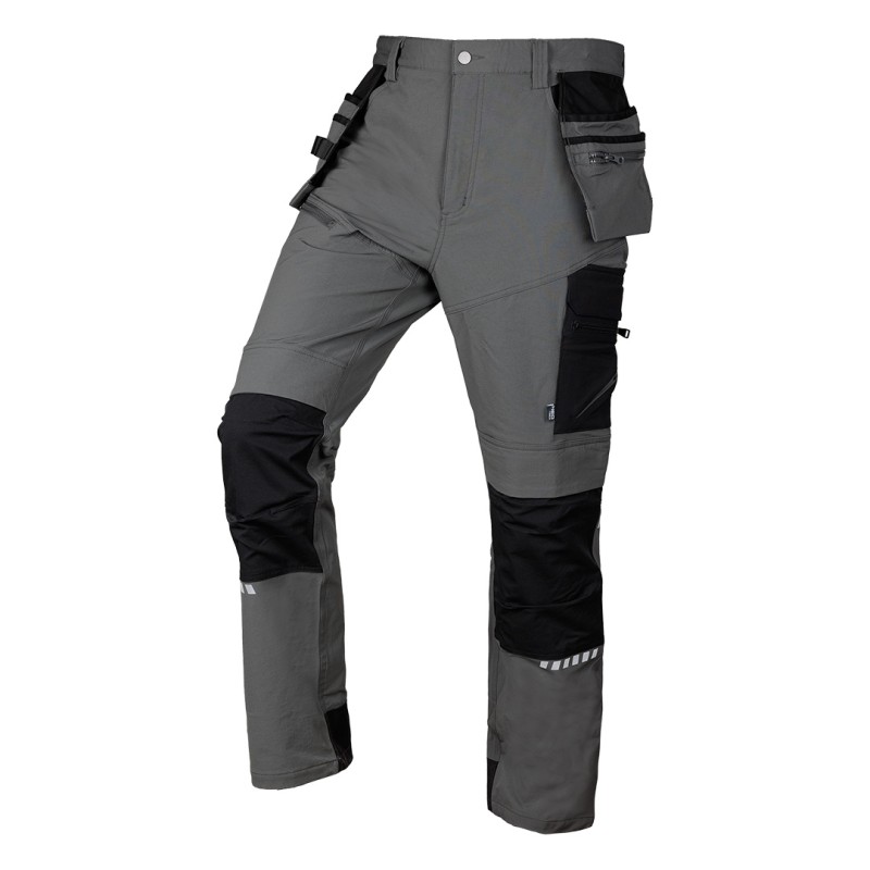 NEO TOOLS 81-296-1-XL Spodnie robocze Mix&Match, 4 way stretch, z kaburami, Cordura, szaro-czarne, rozmiar XL