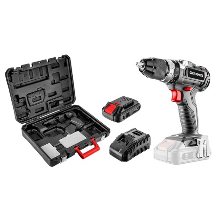 GRAPHITE 58G019-SET1 Wiertarko-wkrętarka akumulatorowa bezszczotkowa Energy+ 18V, Li-Ion, 13 mm, aku 2Ah, ład, walizka
