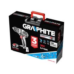 GRAPHITE 58G019-SET1 Wiertarko-wkrętarka akumulatorowa bezszczotkowa Energy+ 18V, Li-Ion, 13 mm, aku 2Ah, ład, walizka 