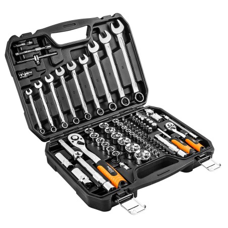 NEO TOOLS 08-672 Klucze nasadowe 1/2", 1/4" , zestaw 82 szt., CrV