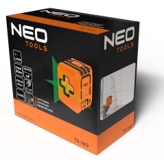 NEO TOOLS 75-143 Laser krzyżowy 25 m, z etui i uchwytem magnetycznym, zielony 