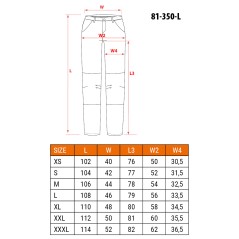 NEO TOOLS 81-350-1-L Spodnie robocze Mix&Match, Canvas, wzmocnienia z Cordury, zielone moro, rozmiar L 