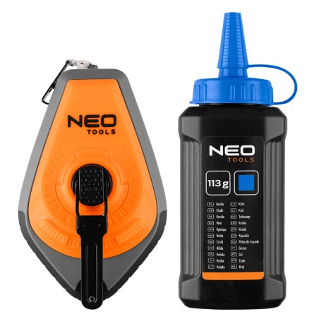 NEO TOOLS 49-952 Sznurek traserski 3:1, obudowa plastikowa + kreda niebieska