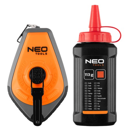 NEO TOOLS 49-951 Sznurek traserski 3:1, obudowa plastikowa + kreda czerwona