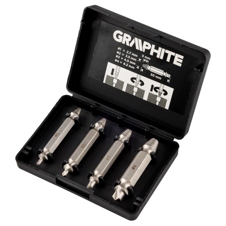 GRAPHITE 54T429 Wykrętaki dwustronne do zerwanych śrub lub uszkodzonych gniazd, zestaw 4 szt.