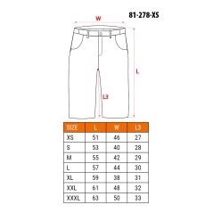 NEO TOOLS 81-278-XS Krótkie spodenki robocze HD Slim, pasek, rozmiar XS 