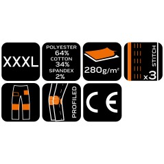 NEO TOOLS 81-351-2-XXXL Spodnie robocze Mix&Match, szaro-czarne, rozmiar XXXL 