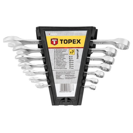 TOPEX 35D379 Klucze płasko-oczkowe 6-17 mm, zestaw 7 szt.