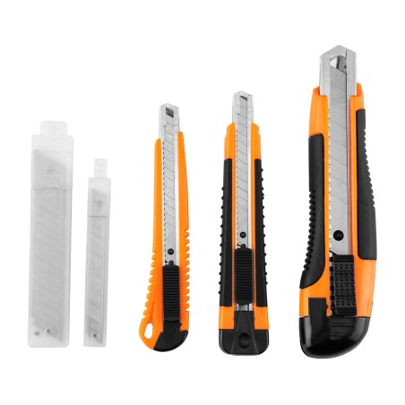 NEO TOOLS 63-714 Noże z ostrzem łamanym + ostrza, zestaw 26 sztuk