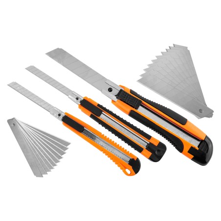 NEO TOOLS 63-714 Noże z ostrzem łamanym + ostrza, zestaw 26 sztuk
