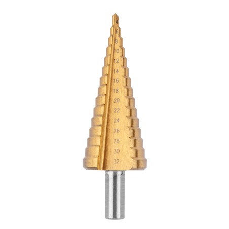 VERTO 60H820 Wiertła stopniowe 4-12, 4-20, 4-32 mm, TiN, zestaw 3 szt.