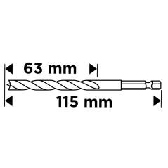 GRAPHITE 54T580 Wiertło do drewna Hex 6.0 mm 