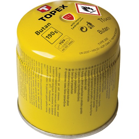 TOPEX 44E150 Nabój z gazem butan, 190 g, system blokowania wypływu gazu