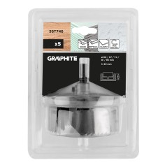 GRAPHITE 56T746 Otwornice do drewna 60 - 95 mm, h 40 mm, zestaw 5 szt. 