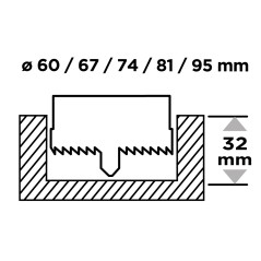 GRAPHITE 56T746 Otwornice do drewna 60 - 95 mm, h 40 mm, zestaw 5 szt. 