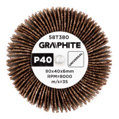 GRAPHITE 58T380 Ściernica listkowa trzpieniowa 80 x 40 x 6 mm, P40