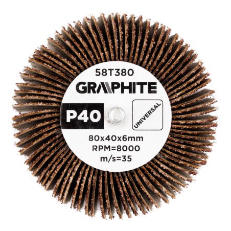 GRAPHITE 58T380 Ściernica listkowa trzpieniowa 80 x 40 x 6 mm, P40