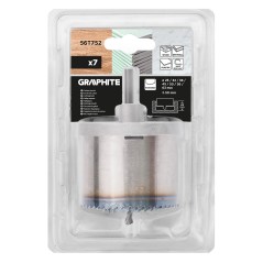 GRAPHITE 56T752 Otwornica do drewna 26 - 63 mm, h 50 mm zęby hartowane, zestaw 7 szt. 
